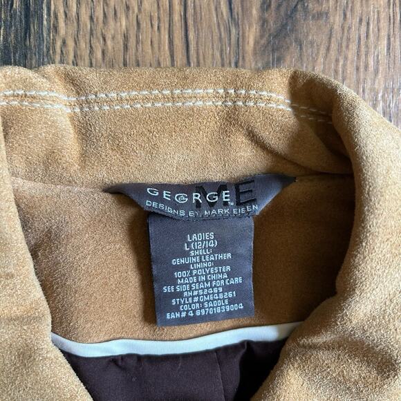 George Designs by Mark Eisen Genuine Leather Jacket Saddle Brown Women’s L 12/14 - Picture 6 of 15